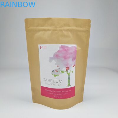 Doypack Fermeture à glissière papier artisanal marron blanc Kraft sacs debout emballage alimentaire sac fermeture à glissière inodore