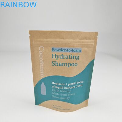 Doypack Fermeture à glissière papier artisanal marron blanc Kraft sacs debout emballage alimentaire sac fermeture à glissière inodore