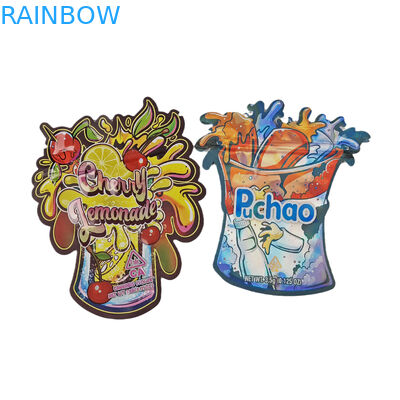 Emballage en fermeture à glissière en forme de coffret sur mesure Touche douce CBD à l'épreuve des enfants 3.5g Sacs en plastique à découpe irrégulière