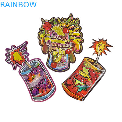 Sacs Mylar à découpe holographique sur mesure 3,5 g Sacs Mylar à découpe holographique de forme irrégulière Sacs d'emballage en plastique en fermeture à glissière anti-odeur