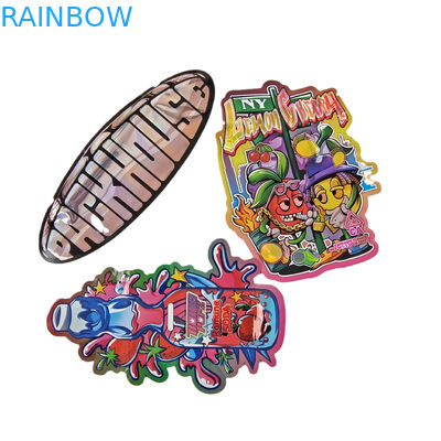 Sacs Mylar à découpe holographique sur mesure 3,5 g Sacs Mylar à découpe holographique de forme irrégulière Sacs d'emballage en plastique en fermeture à glissière anti-odeur