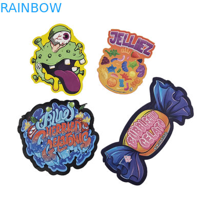 Sacs d'impression numérique personnalisés Emballage Holographe Foil à découpe spéciale en forme de fermeture à glissière en plastique Mylar 3,5 g Sacs à découpe