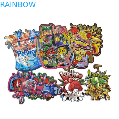 Sacs d'impression numérique personnalisés Emballage Holographe Foil à découpe spéciale en forme de fermeture à glissière en plastique Mylar 3,5 g Sacs à découpe