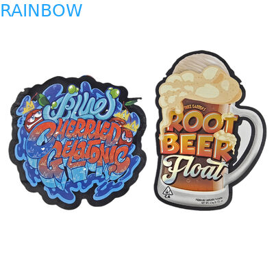 Découpe personnalisée irrégulière de forme spéciale en plastique Mylar à l'épreuve des enfants Emballage avec fermeture à glissière 3,5 g Mylar de forme personnalisée de qualité alimentaire