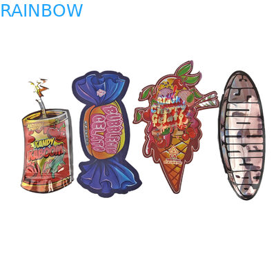 Logo mat personnalisé sac en plastique en forme de bouteille re-fermé résistant à l'odorat fermeture à glissière 3,5 Mylar sacs pour bonbons