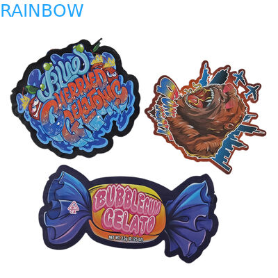 Taille imprimée numérique sur mesure Taille irrégulière 3.5g Sac en forme spéciale de nourriture en plastique Ziplock Emballage Mylar sacs