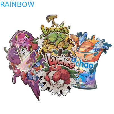 Des sacs à l'odeur imprimés sur mesure à 3,5 g en forme spéciale et irrégulière.