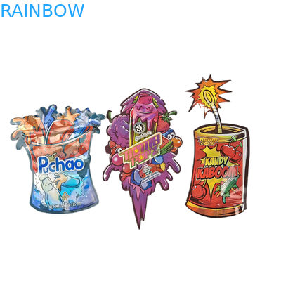 3.5g Sacs Mylar imprimés sur mesure en forme irrégulière en découpe à la matrice Sacs à fermeture à glissière Sacs d'emballage pour collations