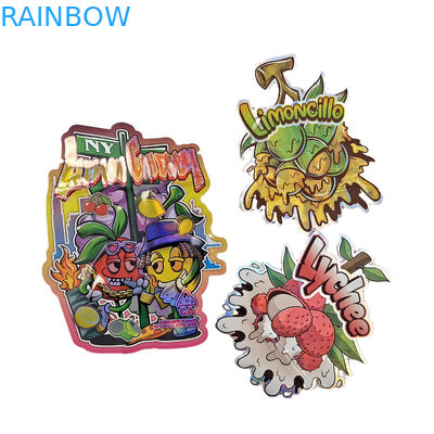 Sac Mylar en forme avec logo personnalisé imprimé Holographe irrégulier Ziplock anti-odeur 3.5g 7g 14g 28g Snack pouches