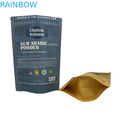 Sacs à collations en papier brun Kraft Emballage Poche debout Fond plat avec fermeture à glissière