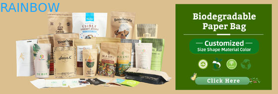 Sacs en papier kraft biodégradables respectueux de l'environnement, sacs à fermeture à glissière, sacs d'emballage alimentaire, sacs en papier avec fenêtre