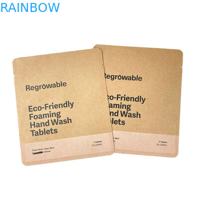 Logo personnalisé 100% papier kraft biodégradable sacs re-fermables pour les aliments poudre de noix comestibles emballage sac de thé mince vide