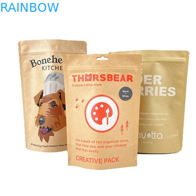 Sacs d'emballage en papier 100% biodégradable à l'épreuve de l'odeur Pour mangue en poudre Noix de thé Sacs d'aliments pour animaux de compagnie Sacs en papier kraft blanc