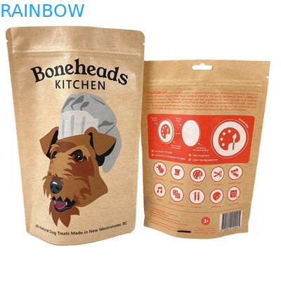 Sacs d'emballage en papier 100% biodégradable à l'épreuve de l'odeur Pour mangue en poudre Noix de thé Sacs d'aliments pour animaux de compagnie Sacs en papier kraft blanc
