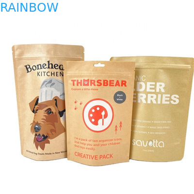 Impression numérique Logo personnalisé Sacs en papier kraft blanc pour mangue Poudre de noix Aliments pour animaux de compagnie Biodégradable papier anti-odeur Packa