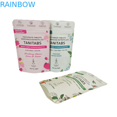 Sacoche Kraft compostable écologique avec fermeture à glissière recouverte pour emballage de poudre cosmétique