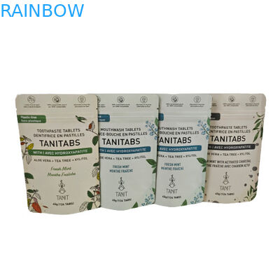 Sacoche Kraft compostable écologique avec fermeture à glissière recouverte pour emballage de poudre cosmétique