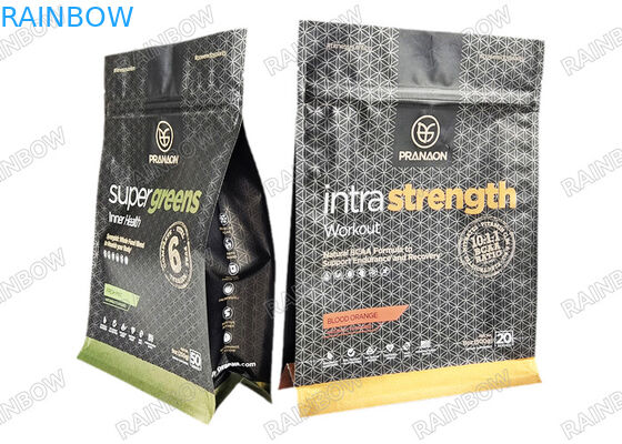 Sacs d'emballage en feuille d'aluminium en poudre de protéine de café sur mesure avec sac Mylar anti-odeur à vanne