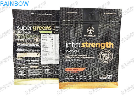 Sacs d'emballage en feuille d'aluminium en poudre de protéine de café sur mesure avec sac Mylar anti-odeur à vanne