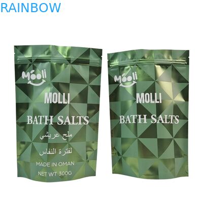 Emballage plastique vertical pour gommage corporel, sachet, sels de bain, bain de sel, sacs Mylar naturels avec fermeture éclair