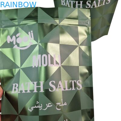 Emballage plastique vertical pour gommage corporel, sachet, sels de bain, bain de sel, sacs Mylar naturels avec fermeture éclair