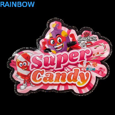 Sachet plastique prédécoupé 3,5 g brillant à fermeture éclair en Mylar pour emballage de bonbons gélifiés aux herbes, résistant aux odeurs, surface brillante