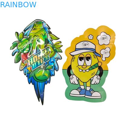 Sachets Mylar avec forme personnalisée 3.5g, boîte présentoir, sécurité enfant, toucher doux, découpe à l'emporte-pièce pour plastique comestible 1g 3.5g 7g 14g 28g