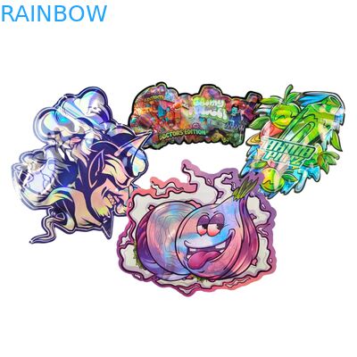 Sachets Mylar avec forme personnalisée 3.5g, boîte présentoir, sécurité enfant, toucher doux, découpe à l'emporte-pièce pour plastique comestible 1g 3.5g 7g 14g 28g