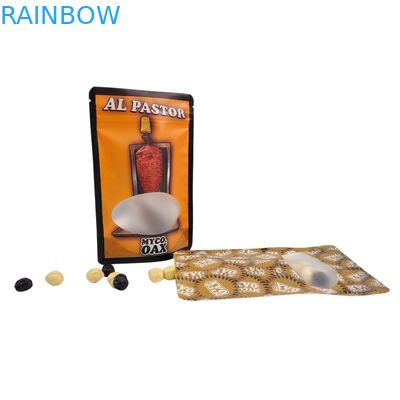 Emballage en poche debout, joint à trois côtés, joint plat, fermeture à glissière réutilisable, fenêtre Mylar en aluminium, sacs en plastique réutilisables