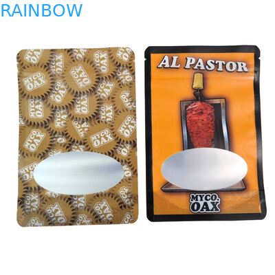 Emballage en poche debout, joint à trois côtés, joint plat, fermeture à glissière réutilisable, fenêtre Mylar en aluminium, sacs en plastique réutilisables