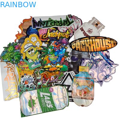 Sacs en Mylar Découpés sur Mesure Rainbow Packaging Forme Spéciale 3.5g 7g 14g 28g Résistant aux Enfants et Hermétique pour Fleurs Comestibles en Plastique
