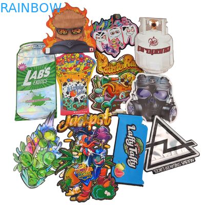 Sacs en Mylar à fermeture éclair refermable, forme holographique, découpés à l'emporte-pièce, en feuille d'aluminium, thermoscellables, pochettes irrégulières pour gummies aux champignons