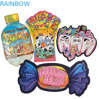 Logo personnalisé 3.5g 7g 14g Emballage alimentaire en plastique PE refermable Sac mylar à fermeture éclair en feuille d'aluminium résistant aux odeurs pour enfants Herbe Gummy