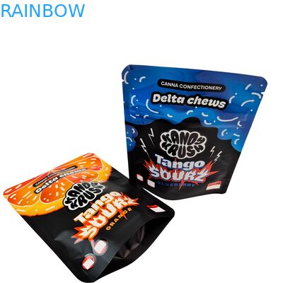 Sachet Mylar Stand-up 3.5g 8e imprimé personnalisé Arc-en-ciel pour produits comestibles, résistant aux odeurs, sac de forme spéciale pour cookie, gummy, Cali Pack Combo