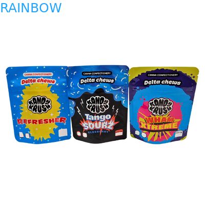 Sachet Mylar Stand-up 3.5g 8e imprimé personnalisé Arc-en-ciel pour produits comestibles, résistant aux odeurs, sac de forme spéciale pour cookie, gummy, Cali Pack Combo