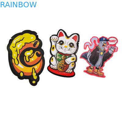 Sachet en mylar holographique résistant aux enfants à scellage sur 3 côtés, emballage en papier d'aluminium pour collations