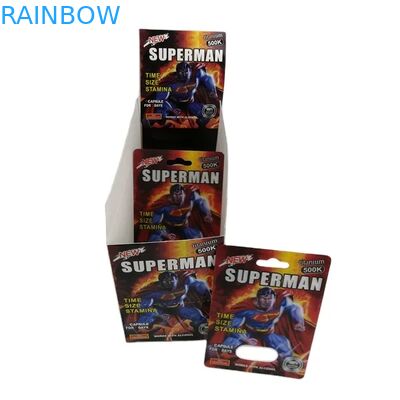 Vente en gros de pilules d'amélioration Rhino personnalisées 100k 150k 200k en gélules, médicaments, emballage de carte 3D avec boîte de présentation en papier