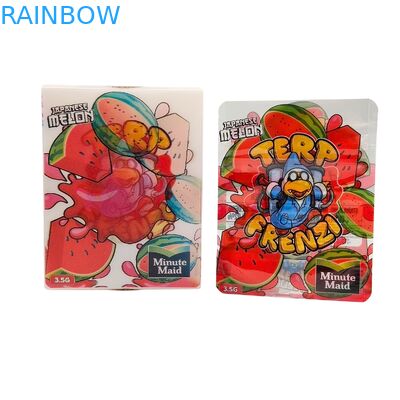 Custom Cartoon Mylar Bags Zipper Lock 3.5g 7g 14g Cali Pouches Smell Proof Edible Packaging For Cookies Sugars 3.5 Paper Box