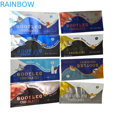 Customized Gold Stamped Back Side Sealed Stand Moisture Proof Flat Pouch Snack Energy Bar Nut Chocolate Packaging LDPE Bags