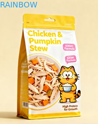 Sachet alimentaire pour animaux de compagnie recyclable avec impression personnalisée, fermeture à glissière refermable et épaisseur de 50 à 200 microns