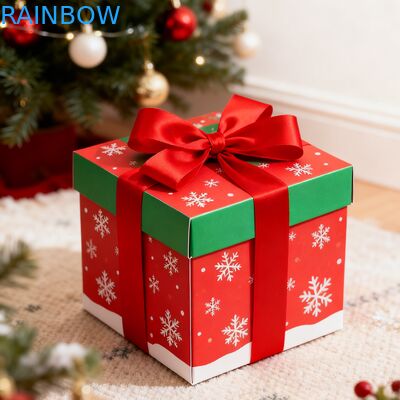Boîtes cadeaux Kraft recyclables biodégradables rectangulaires boîtes cadeaux à couvercle pliable ruban UV mat personnalisé boîte cadeau de Noël