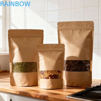 Sachet kraft en papier personnalisé, biodégradable et résistant à l'humidité pour l'emballage alimentaire