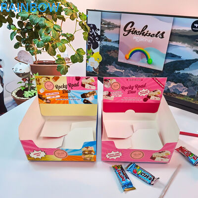 Boîte d'affichage en carton imprimé sur mesure d'épaisseur de 350 g et estampage à chaud pour l'emballage de collations au détail