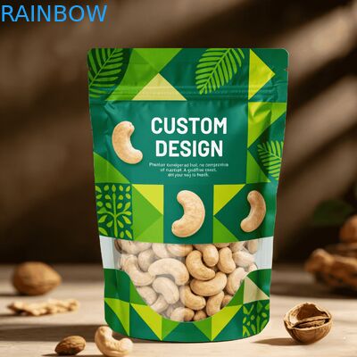 Sac d'emballage alimentaire en plastique recyclé avec impression numérique personnalisée de haute qualité et soudure thermique, sachet à fond plat