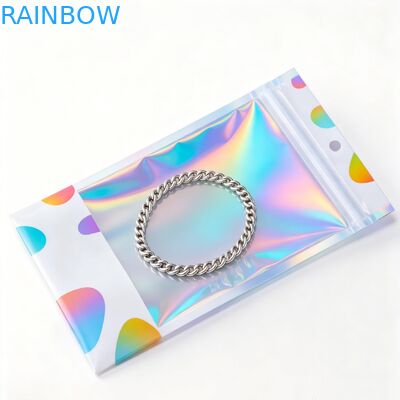 Sacs en plastique PE personnalisés pour bijoux boucles d'oreilles recyclables anti-oxydation à un côté sac de rangement fermeture à glissière transparente