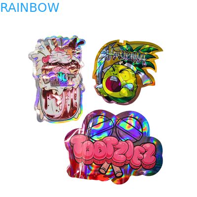 Vente en gros de sacs Mylar de forme spéciale imprimés sur mesure 3.5 7g sac anti-enfants debout pour l'emballage de collations