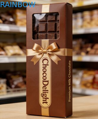 Boîte cadeau de mariage imprimée sur mesure en feuille d'or estampillée avec fenêtre transparente pour les bonbons et les chocolats