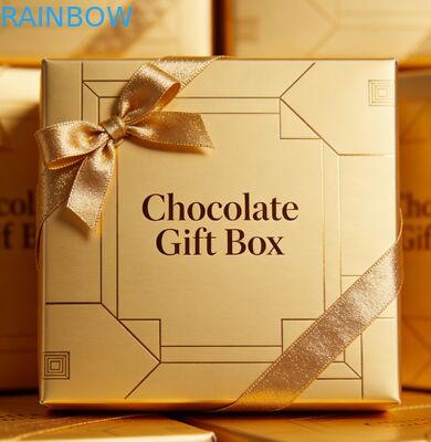 Boîte cadeau de mariage imprimée sur mesure en feuille d'or estampillée avec fenêtre transparente pour les bonbons et les chocolats