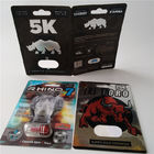 la coutume d'emballage de habillage transparent de la carte 3D a imprimé le paquet de pilule de sexe de Jaguar 30000 du rhinocéros 7 de carte de papier