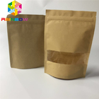 Support rescellable imprimé fait sur commande de sacs en papier de Brown papier d'emballage vers le haut de poche zip-lock d'emballage de papier